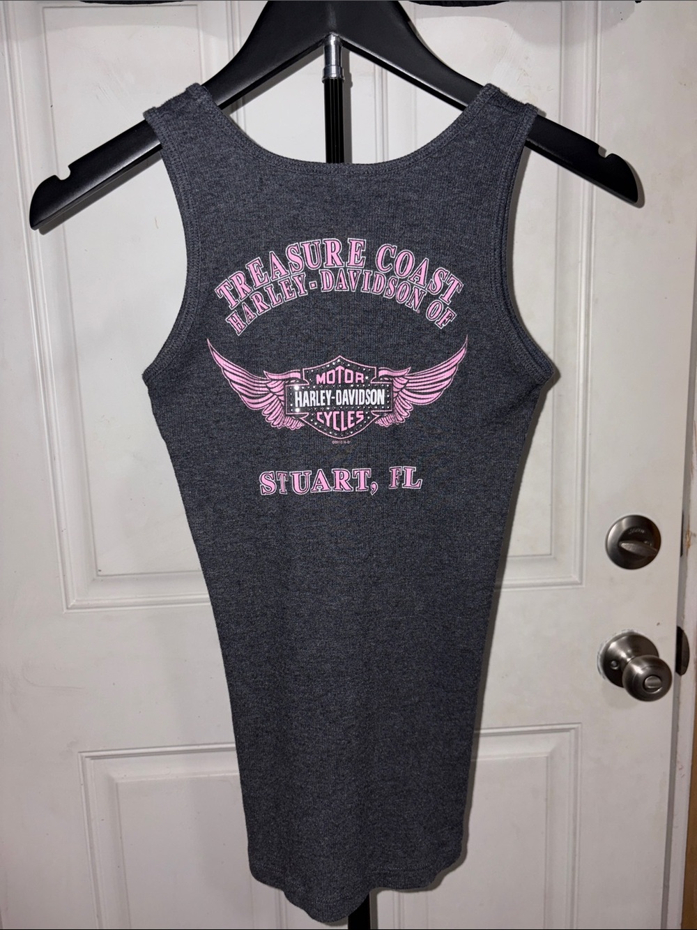 Harley Davidson Gray Ribbed Pink Double Graphic Tank